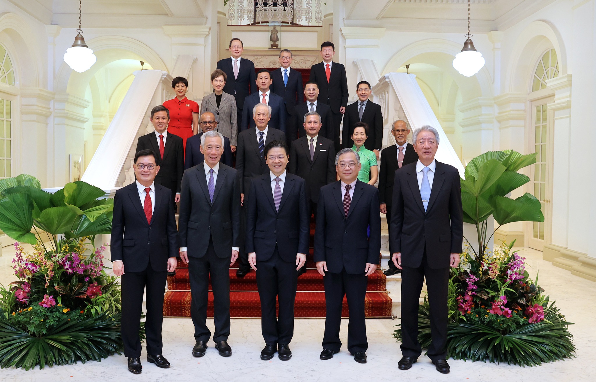 新加坡政府領導階層。（圖／翻攝自FB@Lee Hsien Loong）
